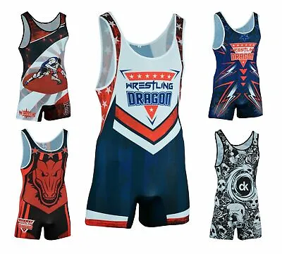 DRAGON Wrestling Athletic Men & Teen Singlet Suit Body Wear Weight-lift Uniform • $18.99