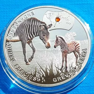 Zambia 1000 Kwacha 2014 UNC Grevy's Zebra Silver Plated Colorized Coin • $6.90