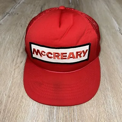 Vintage Youngan Hat Co McCreary Tires Mesh Snapback Trucker Hat Cap Red Patch • $17.42