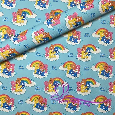 Carebears Clouds And Rainbows On Blue Faux Leather Sheets 20 X 30cm • $4.50