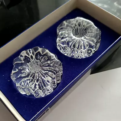 Hadeland Of Norway Scandinavian 2 Nautilus Lead  Crystal 0.5  D Candle Holders • $14.99