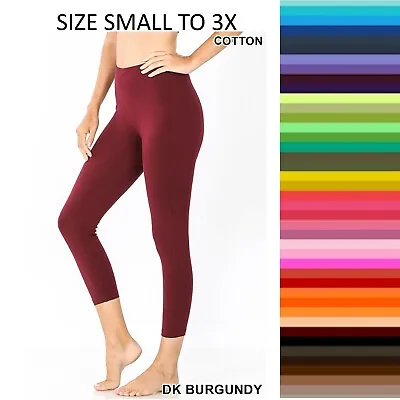 Zenana Capri Cropped Leggings Yoga Pants Cotton Stretch  STORE CLOSING • $6.98