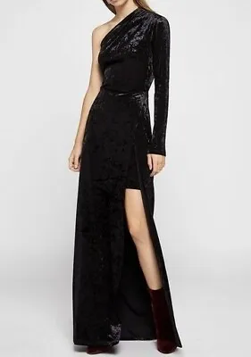 BCBGeneration Women's One Shoulder Sexy Long Slit Velvet Gown Black S Or M • $79.95