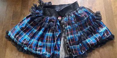 Monster High Skirt Plaid Fantasy Play Costume Blue Black 4-6x Halloween • $22.99