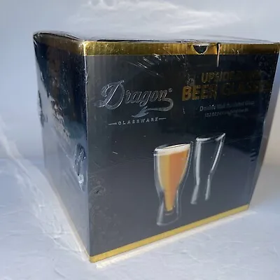 Dragon Upside Down Beer Bottle Glasses Set Of 4 13.5 Ounces Insulated Glassware • £28.50