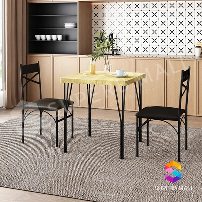 $149.79 • Buy Dining Table And 2 Chairs Set Kitchen Chair Restaurant Wooden Metal Oak Black