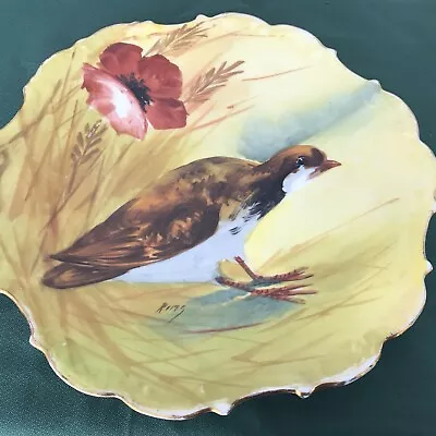 Vibrant  Limoges Flambeau Charger Cabinet Plate -Bird Signed • £95.55