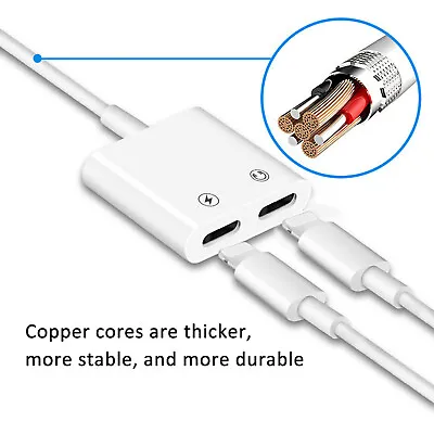 £5.95 • Buy For Apple IPhone Dual Adapter Audio Cable For Listening & Charging At Same Time