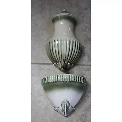 Vintage Haeger Pottery Wall Pocket Planter 2 Piece Set With Spout Green Ombre • $36.99