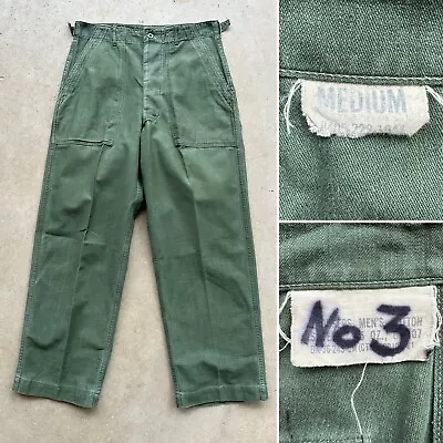 1961 Vtg US Army 1st Model Type 1 OG 107 Cotton Sateen MEDIUM Pants W 31 L 28.5 • $124.60