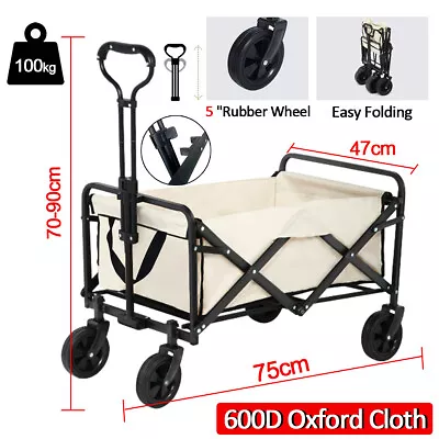 Foldable Collapsible Camping Outdoor Garden Trolley Cart Wagon Truck Wheelbarrow • £39.99