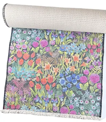 Momeni Helena 2'-6  X 10' Runner Floral Rug HELENHEL-8MTI26A0 Cotton Poly Jute • $59