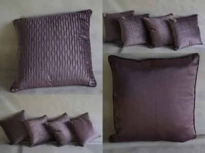 4x 18  Opulence Mauve Purple / Silver Faux Velvet Silk Cushions + Covers RRP £40 • £24.95