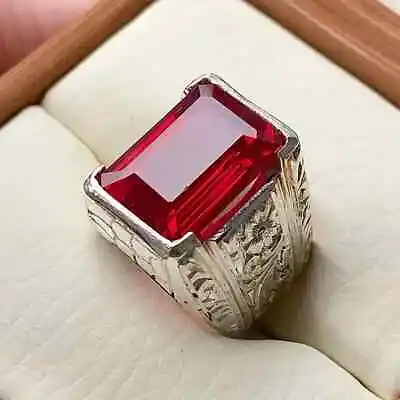 Cabochon Red Ruby Mens Ring Sterling Silver 925 Anari Yaqoot Ring Handmade Ruby  • $151.87