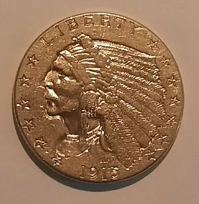 1915 2 1/2 Dollar Indian Head Gold Coin Excellent Condition • $425