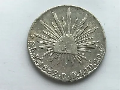 1862 PI RO Mexico 8 Reales Silver (.903) • 27.07 G • ⌀ 38.9 Mm KM# 377 • £96.20