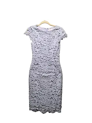 ERIN FETHERSTON Women Bodycon Lace Dress Size 2 Knee Length Cap Sleeve Blue  • $54.70