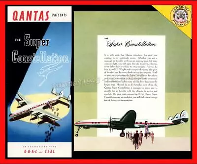 QANTAS AIRWAYS C1954 NEW AIRLINER BROCHURE...Lockheed Super Constellation • $34.99