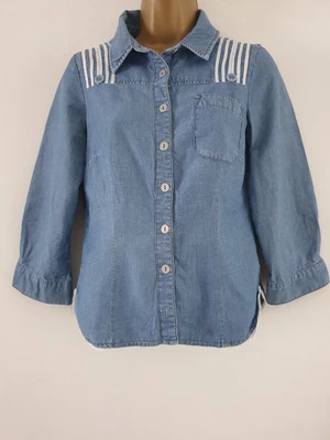 £10 • Buy Nw3 Hobbs Blue Denim & White Lace Frill Blouse Top Size 8