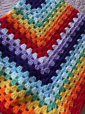 New   Handmade Crochet Baby Blanket Granny Squares Bespoke For Car Seat Or Buggy • £15