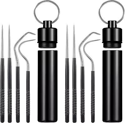 Portable Titanium Toothpicks Pocket Set Reusable Metal Stainless Steel Toothpick • $14.77