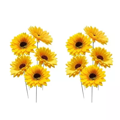 10pcs Sunflower Garden Stakes Decoration Yard Lawn Ornaments Flower Pot Stick • £7.90