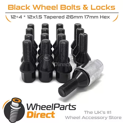 Wheel Bolts & Locks (12+4) Black For Daewoo Racer II 95-97 On Aftermarket Wheels • $35.36