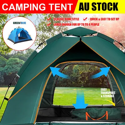 $46.95 • Buy Instant Camping Tent 3-4Person Auto Pop Up Family Hiking Dome Waterproof Shelter