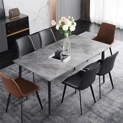 $275.95 • Buy High Gloss 4-6 Seater Marble Dining Table Kitchen Lunch Dinner Table Slim Design