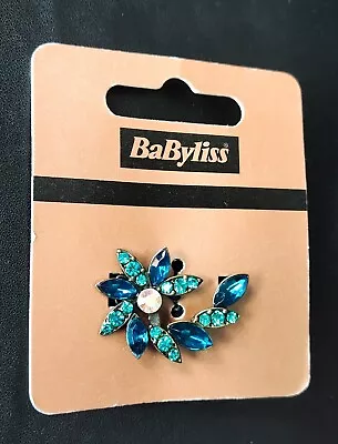 Babyliss Vintage Style TEAL Crystal Diamante Flower Leaf Hair Grip Slide/Pin • £4.99