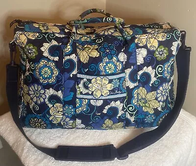 Vera Bradley Weekender Travel Dufflel Bag Mod Blue Floral With Shoulder Strap • $35