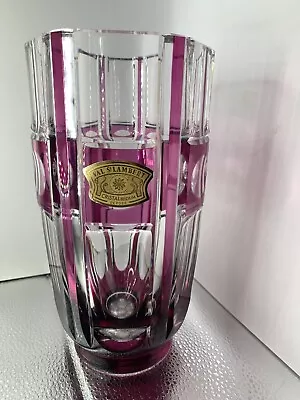 $380 • Buy VAL ST LAMBERT Vase Signed Dated Cranberry Cut To Clear Belgian Ruby Art Glass