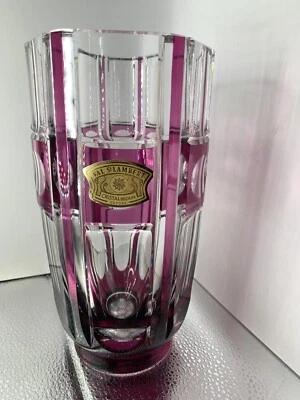 $380 • Buy VAL ST LAMBERT Vase Signed Dated Cranberry Cut To Clear Belgian Ruby Art Glass