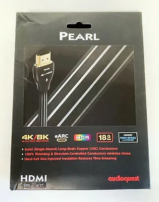 $27.95 • Buy NEW AudioQuest HDMPEA02 Pearl 6'7  4K Ultra HD In-Wall HDMI Cable - Black/White