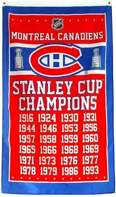 Montreal Canadians 24 Stanley Cup Champions NHL Banner Flag 3-Foot By 5-Foot • $23.03