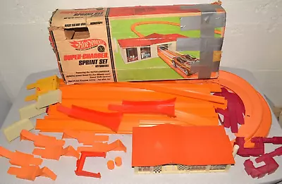 Vintage Hot Wheels Super Charger Sprint Set Mattel Complete Tested • $49.99