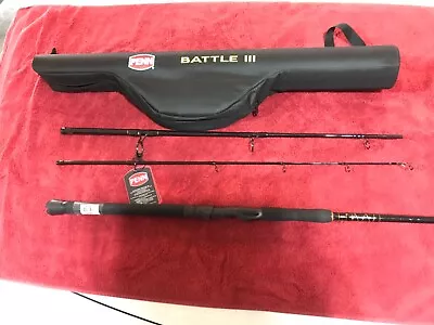 PENN BATTLE III TRAVEL SPINNING ROD ONLY With Storage Case 7’ 3 Piece Med. Heavy • $38