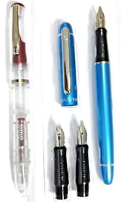 £5.49 • Buy Beginners Calligraphy Fountain Pen Set - 3 Nibs - 2 Pens - Converter ( Blue)