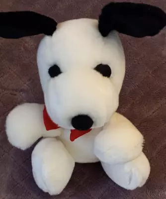 Vintage Peanuts Snoopy 8  Stuffed Plush Toy Detachable Red Bow Tie • $19.99