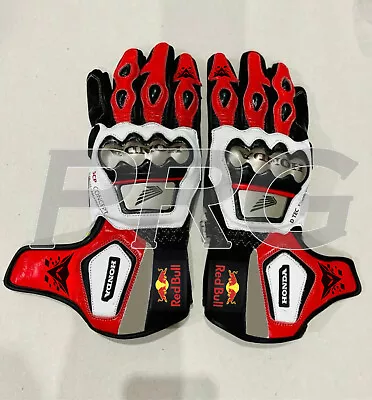 Honda RedBull Motorcycle Racing Leather Gloves Red Bull Racing Guantes Gants • $70