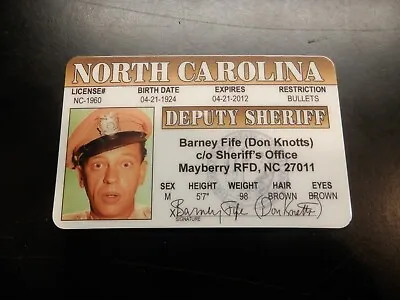 Barney Fife Don Knotts Mayberry NC Deputy Novelty Sheriff Andy Griffith Card • $9