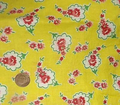 Vintage Feed Sack Feed Sack Fabric 36x44 Yellow Floral • $70