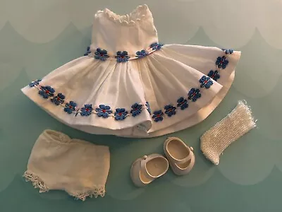 Vintage Madame Alexander Kins White Doll Dress/Embroidered Blue Flowers Tagged • $9.99