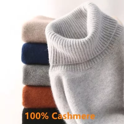 Men Cashmere Turtleneck Sweater Autumn Winter Warm Knit Pullover Soft Tops New • $91.58