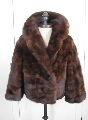 Mahogany Brown Mink Fur Bolero Shawl Stole Half Sleeves Coat Size XS • $249.99