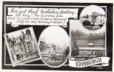 BI75. Vintage Postcard. Edinburgh. I've Got That Holiday Feeling! • £2.25