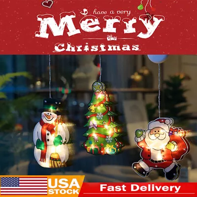 $8.29 • Buy Christmas Window Hanging LED Light Xmas Ornament Suction Cup Battery Decor Lamps