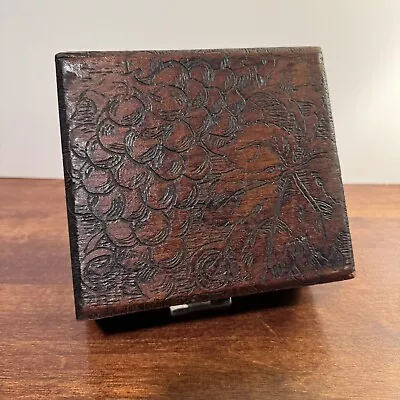 Rare Vintage Pyrography Flemish Art Wood Box #688 Grapes Art Deco • $17.99