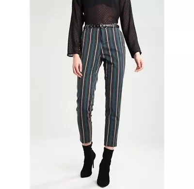 Scotch & Soda Maison Scotch Striped Pants Women's Sz S (US 6) Black Teal Slim • $34.99