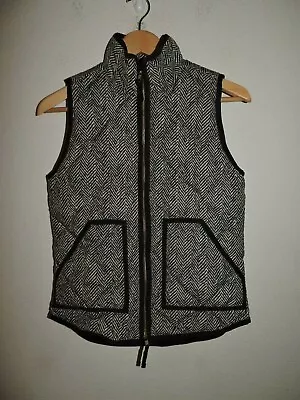 J Crew Women’s Size  XXS Puffer Vest Herringbone Black White  • $13.34